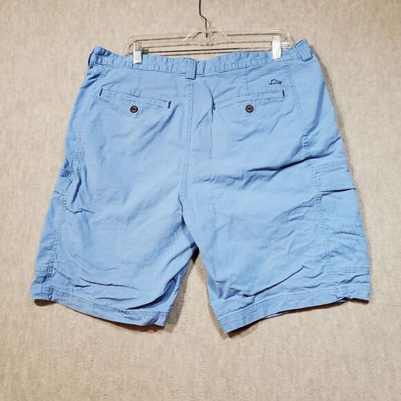 Tommy Bahama Shorts Mens 38 Blue Cargo Regular Fit Flat Front Embroidered Logo - Picture 9 of 10